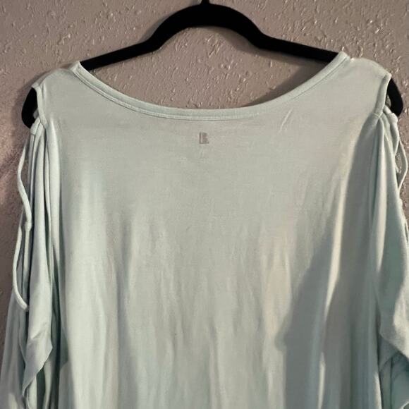 Lane Bryant womens mint “I Chose Happiness” long sleeve peekaboo sleeve yoga top - Picture 8 of 11